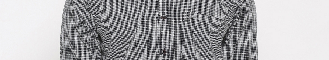 Buy Indigo Nation Street Men Black & Grey Slim Fit Checked Casual Shirt ...