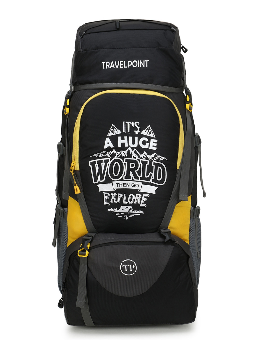 Buy TRAVEL POINT Black & Yellow Printed Waterproof Rucksacks