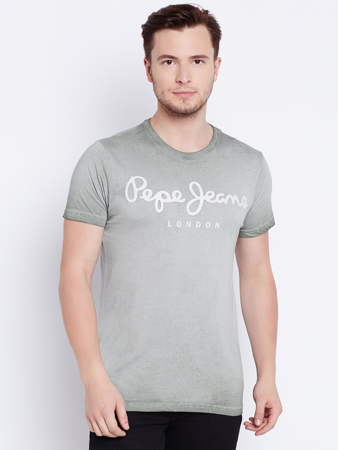 Buy Pepe Jeans Men Green Printed Round Neck T Shirt - Tshirts for Men ...