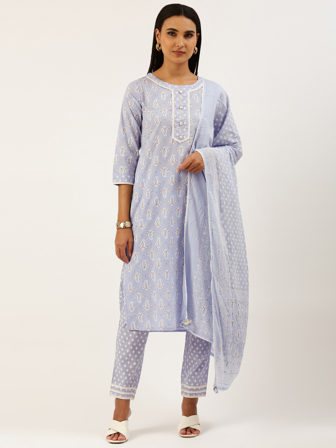 RFSS1234 - Foil Mirror Kurta in Chiffon. Comes with Chiffon Sharara and Dupatta main image 1
