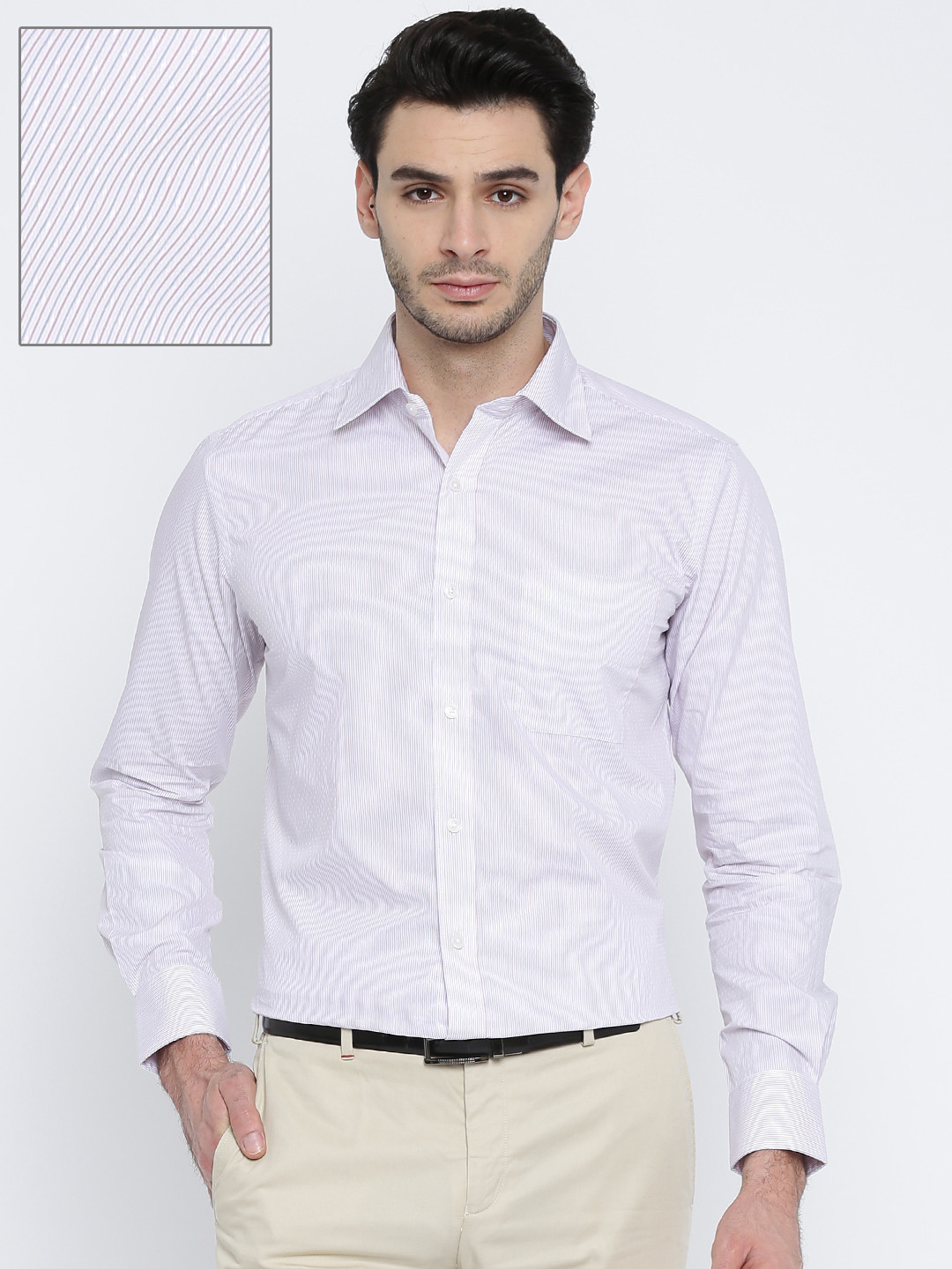 red and white striped formal shirt