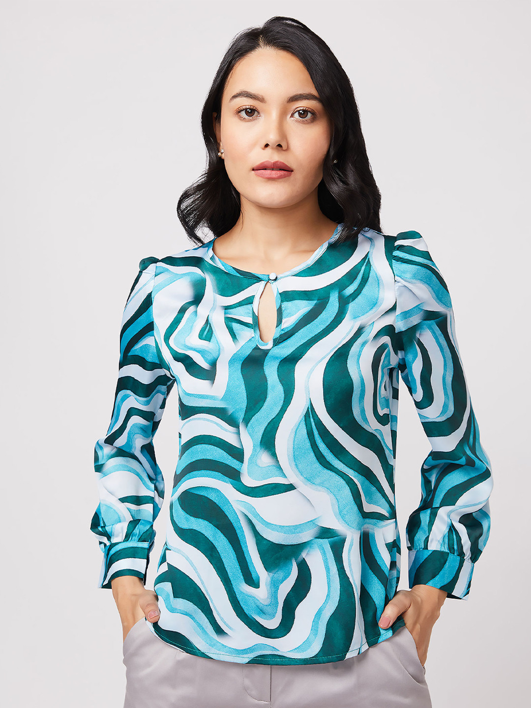 Girls Green Printed Top main image 1