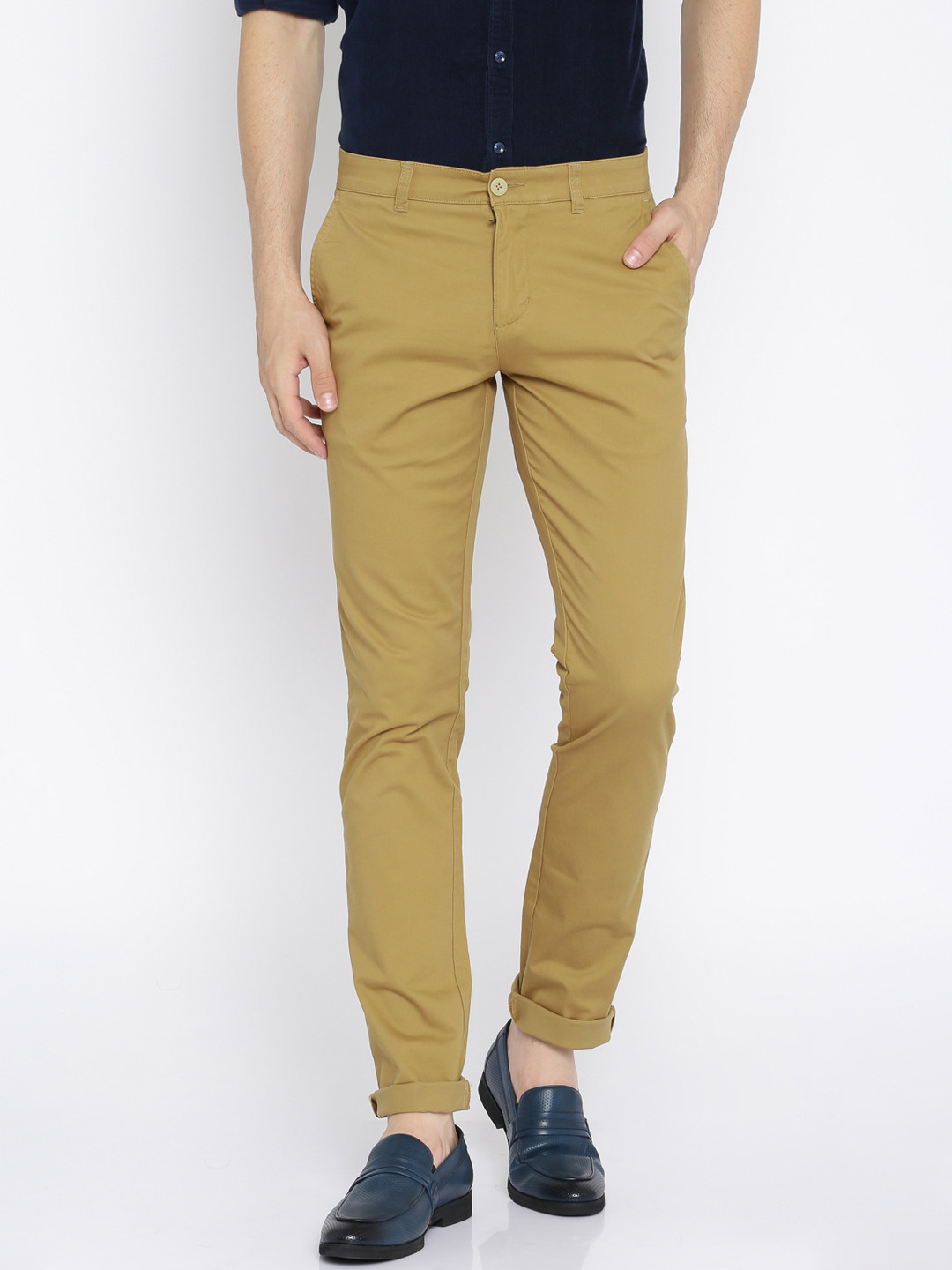 Buy Parx Men Khaki Tapered Fit Solid Chinos - Trousers for Men 2068757 ...