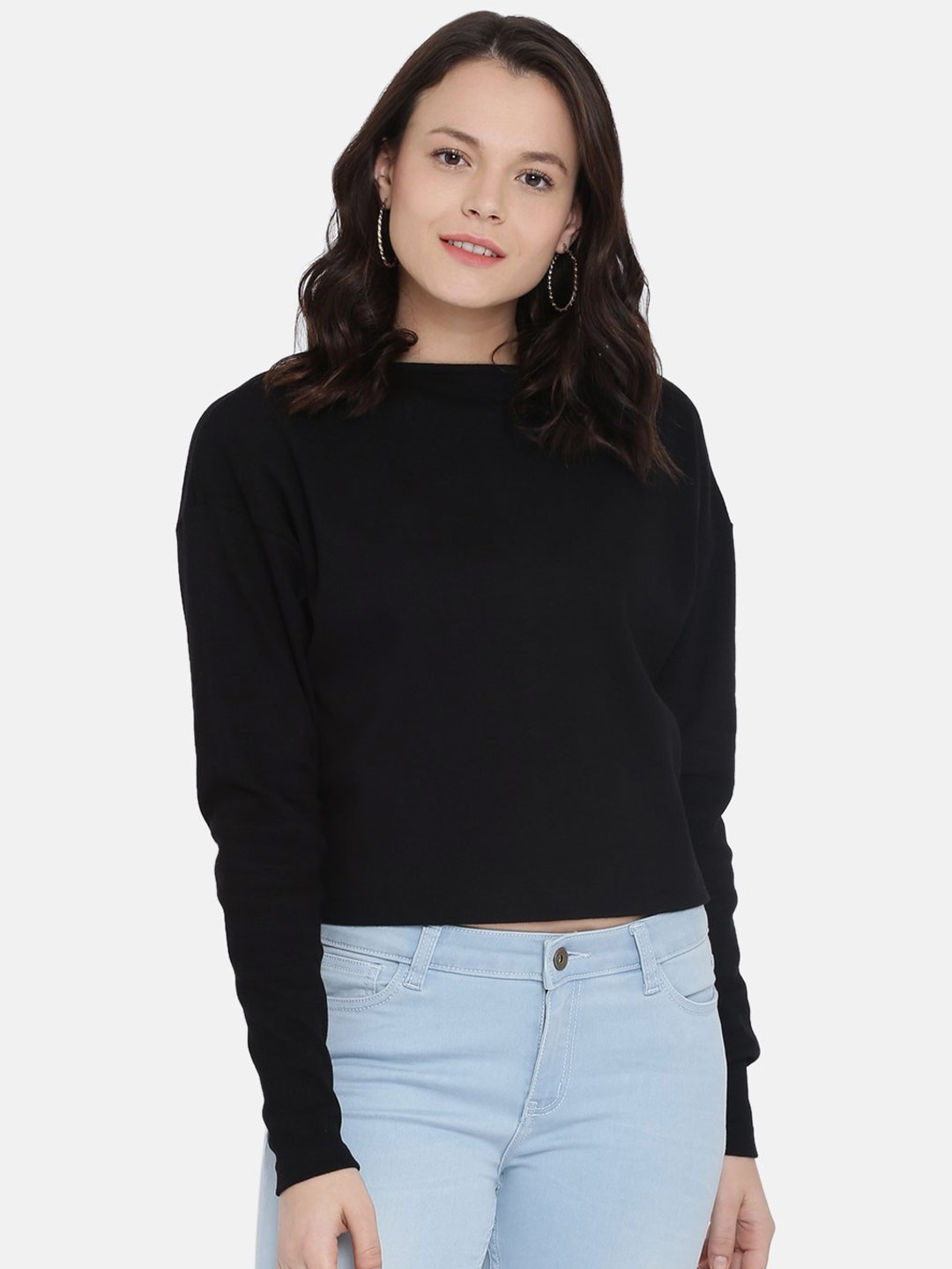 Buy HERE&NOW Black Solid Knit Top - Tops for Women 20687966 | Myntra