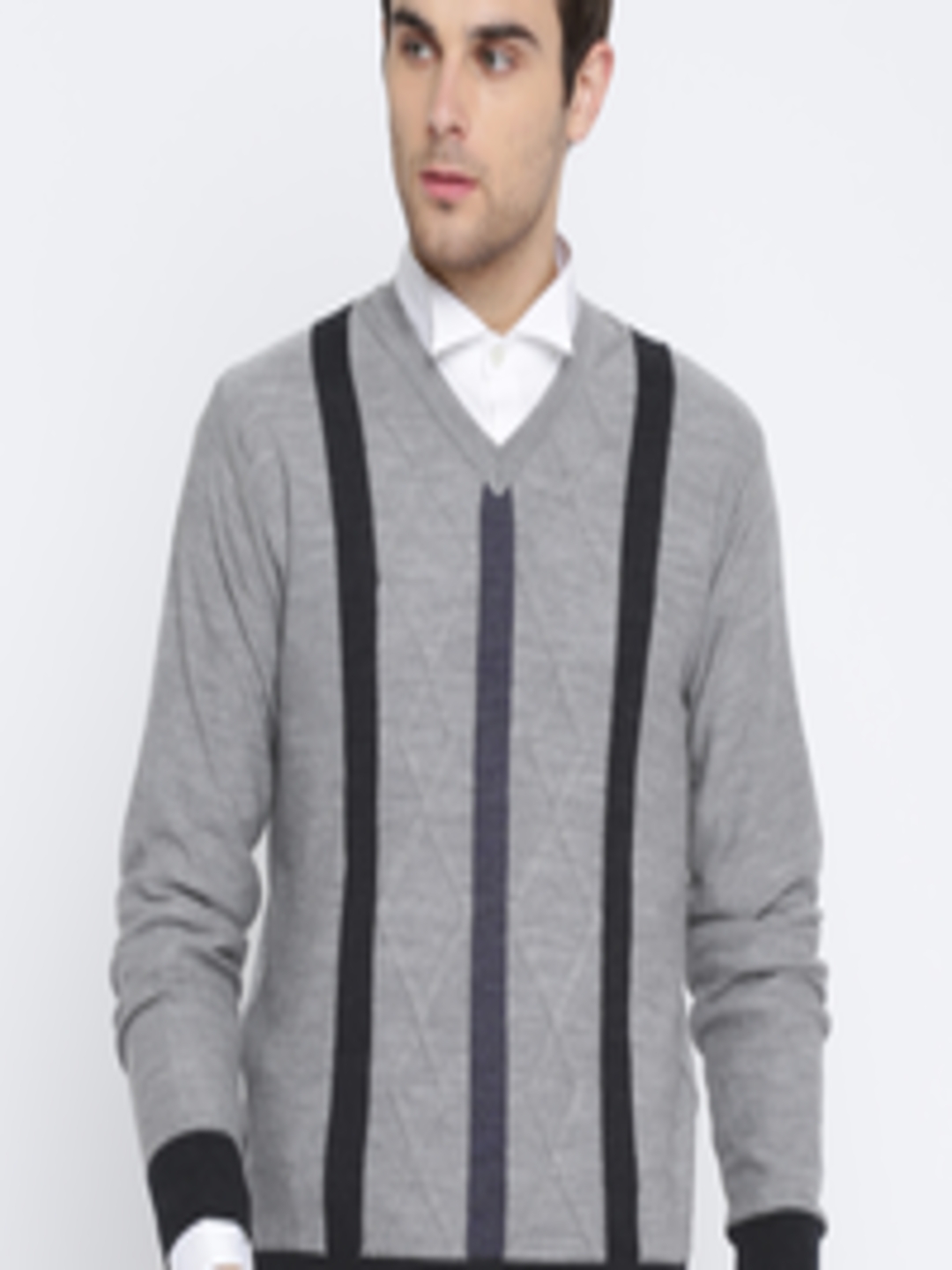 Buy Raymond Men Grey Self Design Woollen Pullover - Sweaters for Men ...