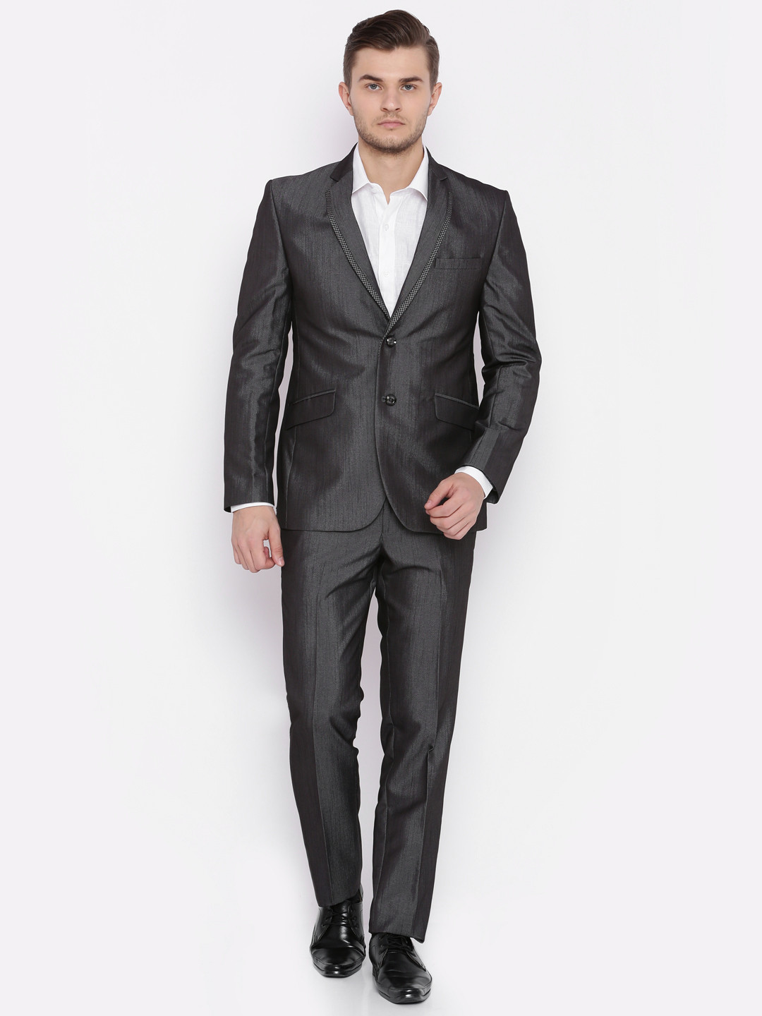 Buy Raymond Men Charcoal Grey Slim Contemporary Fit Single Breasted