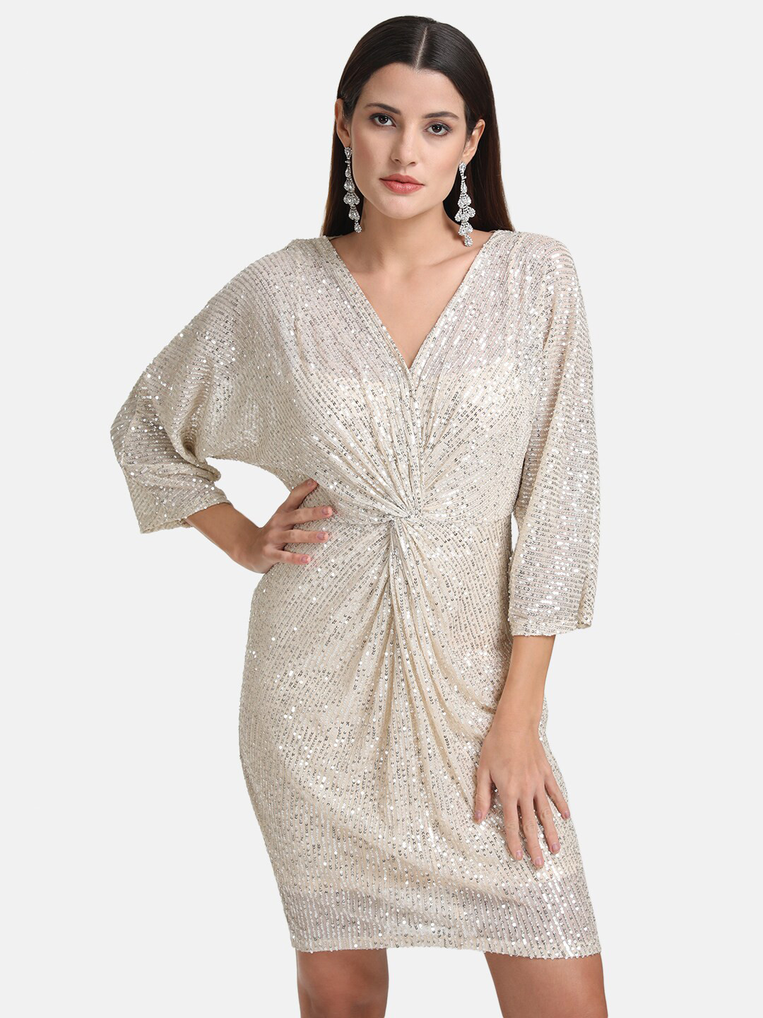Buy Kazo Women Beige Embellished Sheath Dress Dresses for Women