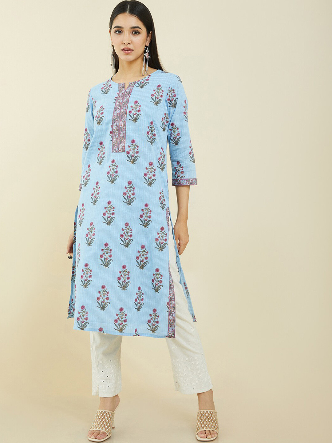 Buy Soch Floral Printed Straight Cotton Kurta Kurtas for Women