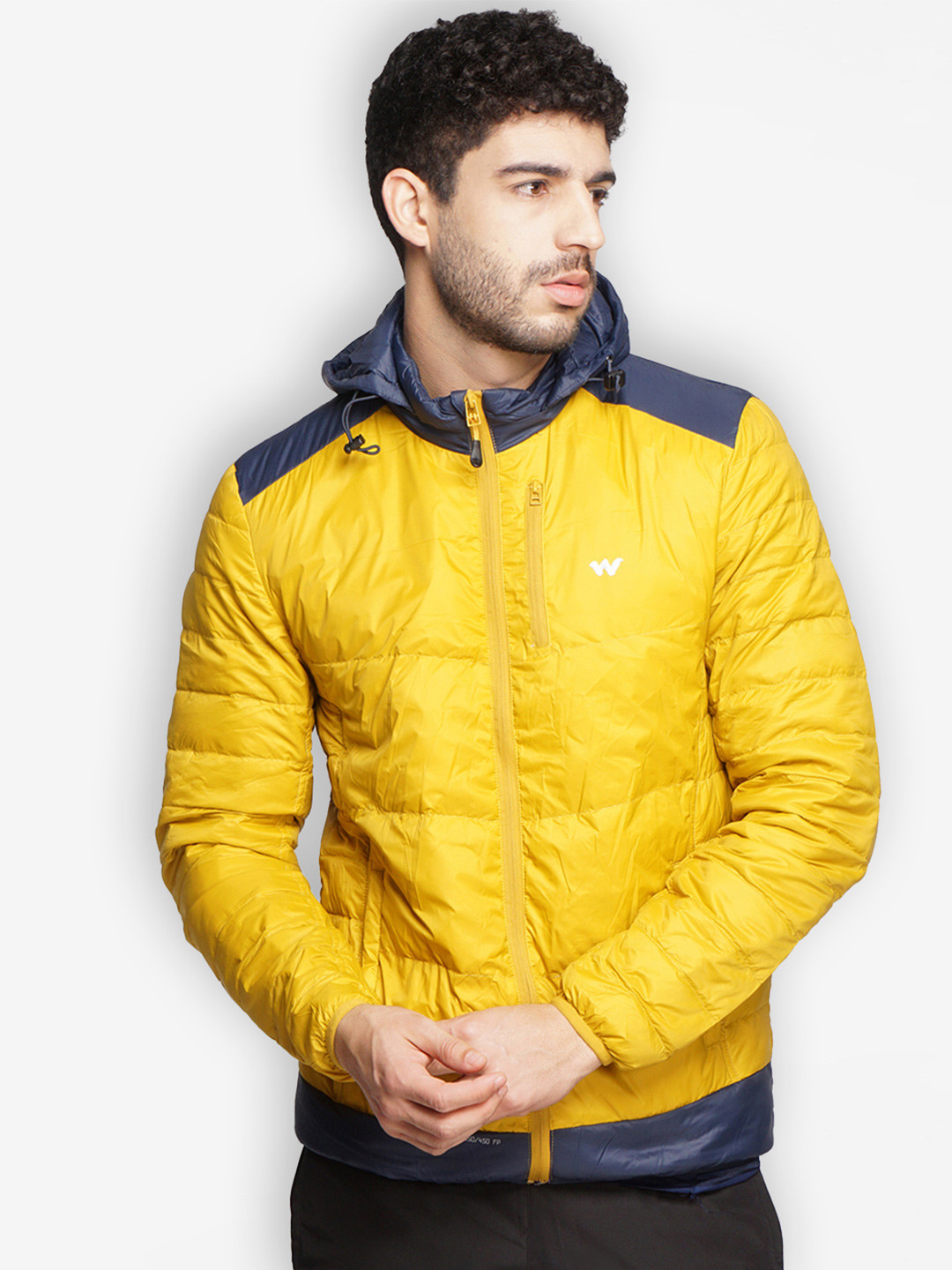 Buy Wildcraft Men Mustard Blue Water Resistant Outdoor Hooded Padded