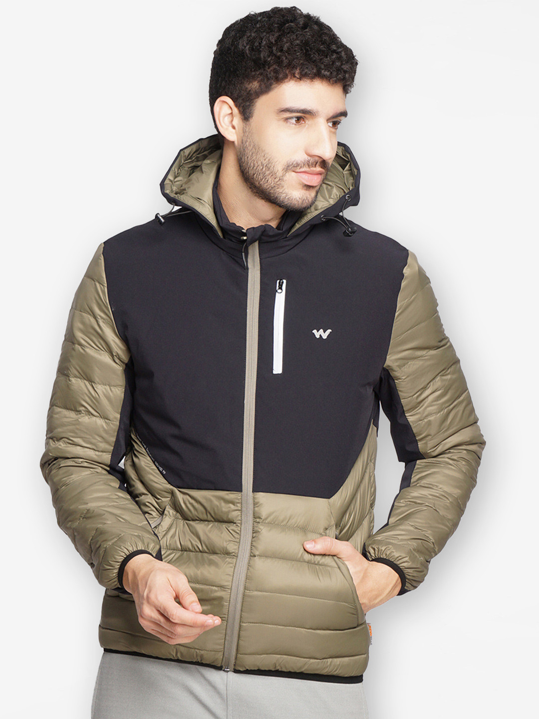 Buy Wildcraft Men Olive Green Black Colourblocked Water Resistant Outdoor Padded Hooded Jacket