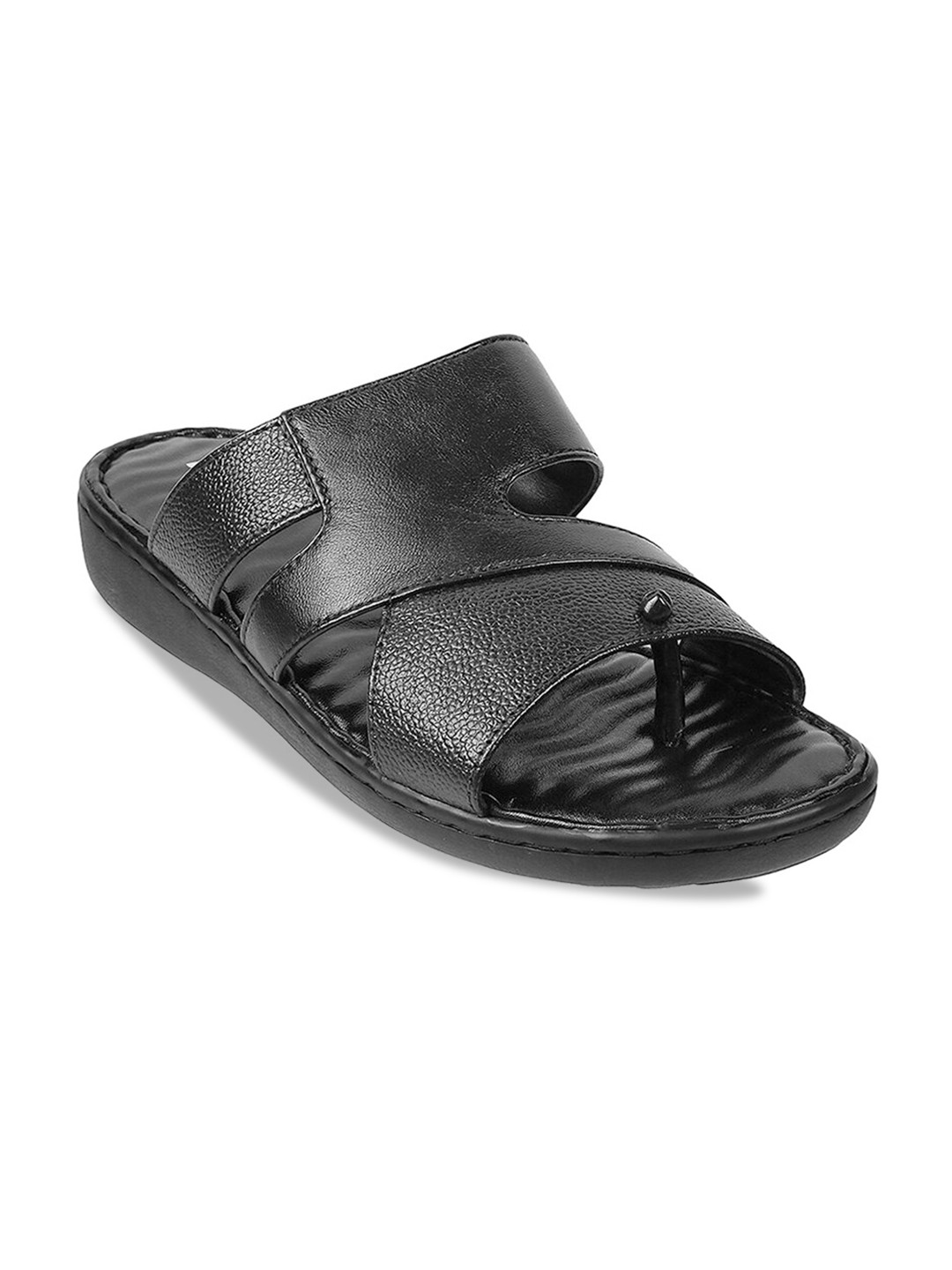 Buy Mochi Men Black Leather Comfort Sandals Sandals for Men 20701992