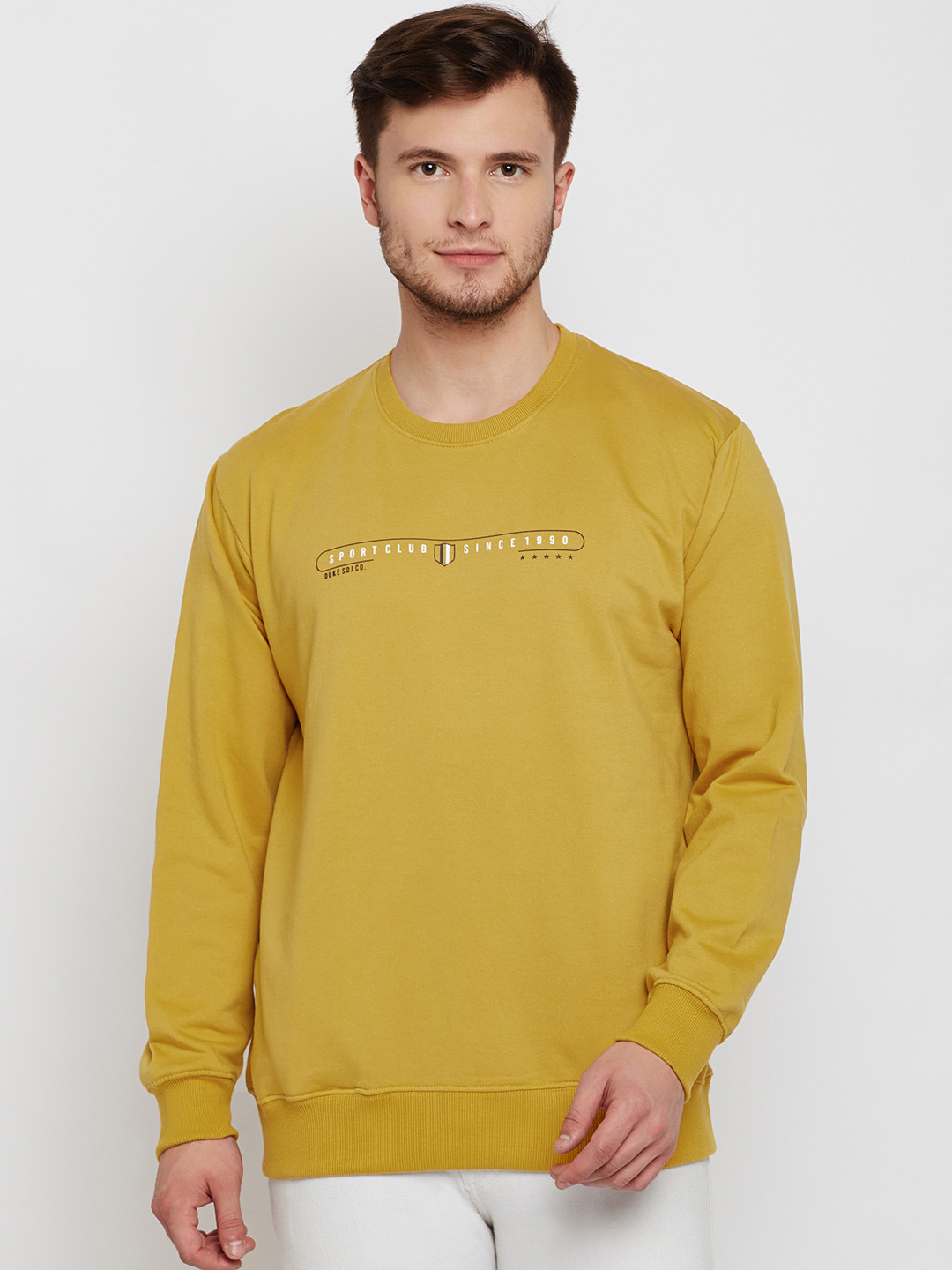Buy Duke Men Mustard Yellow Solid Sweatshirt Sweatshirts for Men