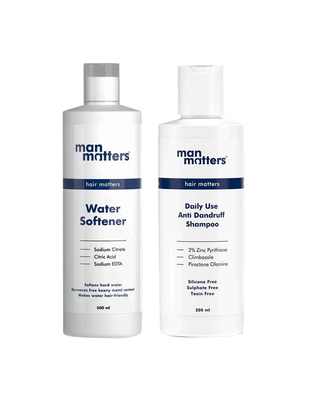 Buy Man Matters Set Of Water Hair Softener 500 Ml & Anti Dandruff Shampoo 200 Ml Shampoo for