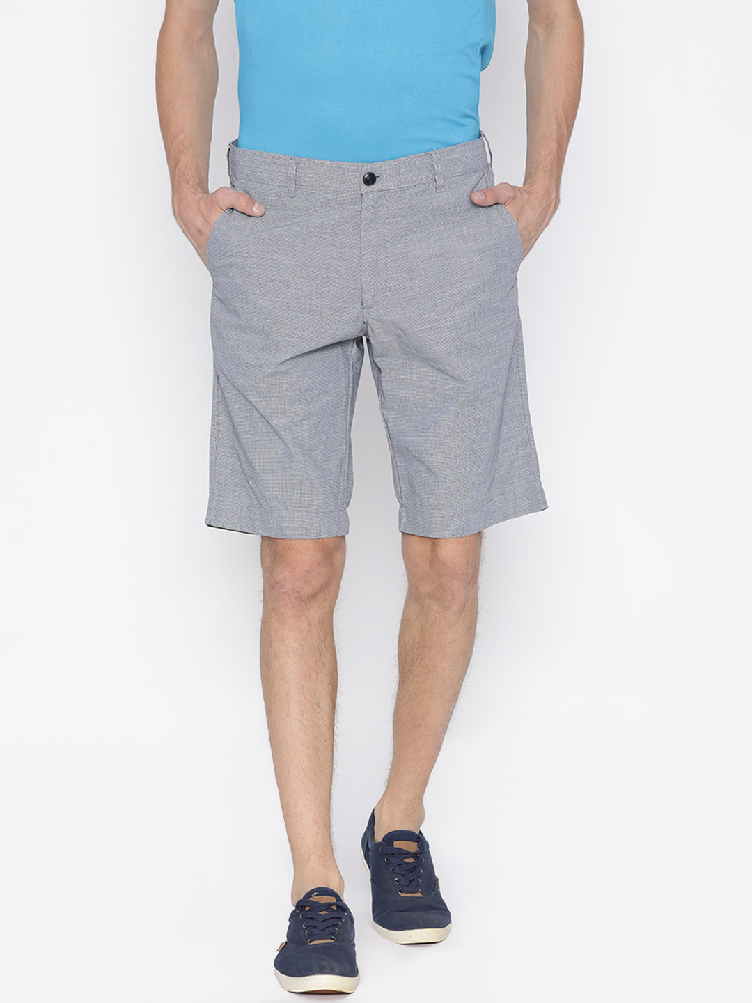 Buy ColorPlus Men Grey Self Design Slim Fit Regular Shorts Shorts for