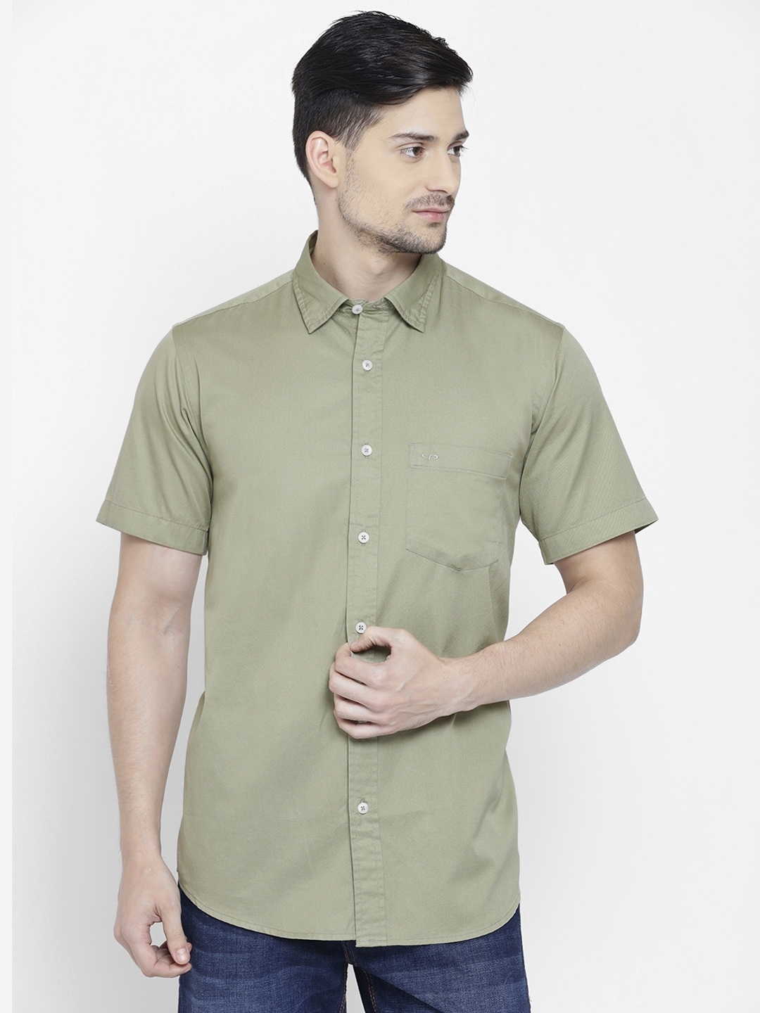 combination with olive green shirt