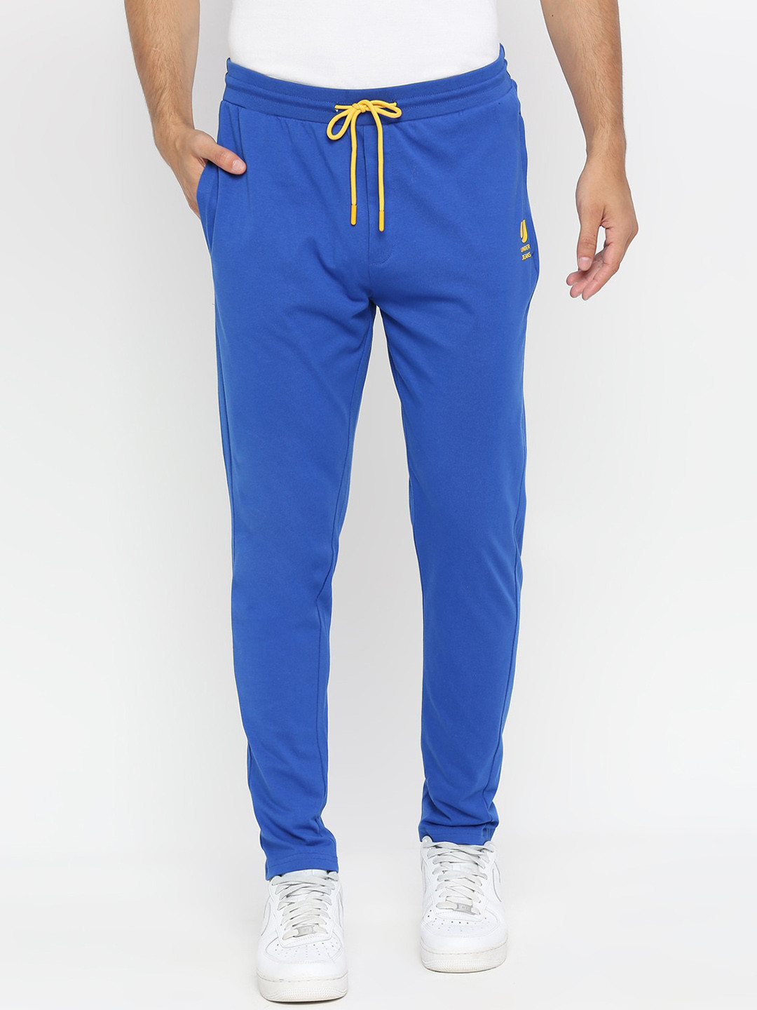 Buy Underjeans By Spykar Men Blue Solid Cotton Track Pants Track