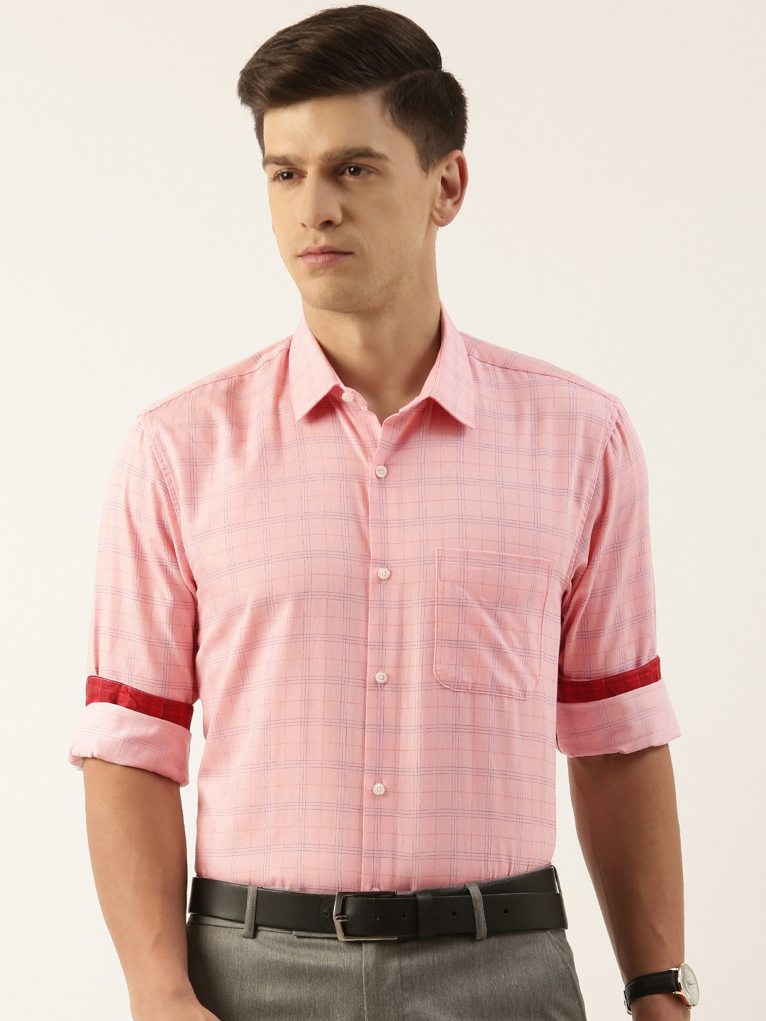 Buy Peter England Nuvo Fit Spread Collar Checked Formal Shirt Shirts