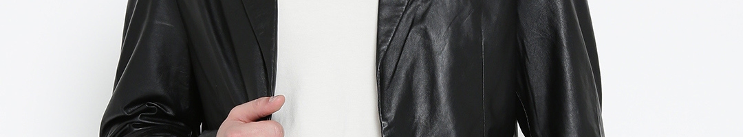 Buy ColorPlus Men Black Solid Leather Jacket - Jackets for Men 2071867 ...