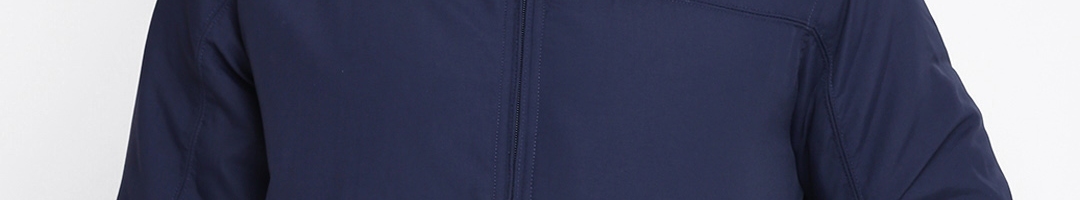 Buy ColorPlus Men Navy & Charcoal Grey Solid Reversible Padded Jacket ...
