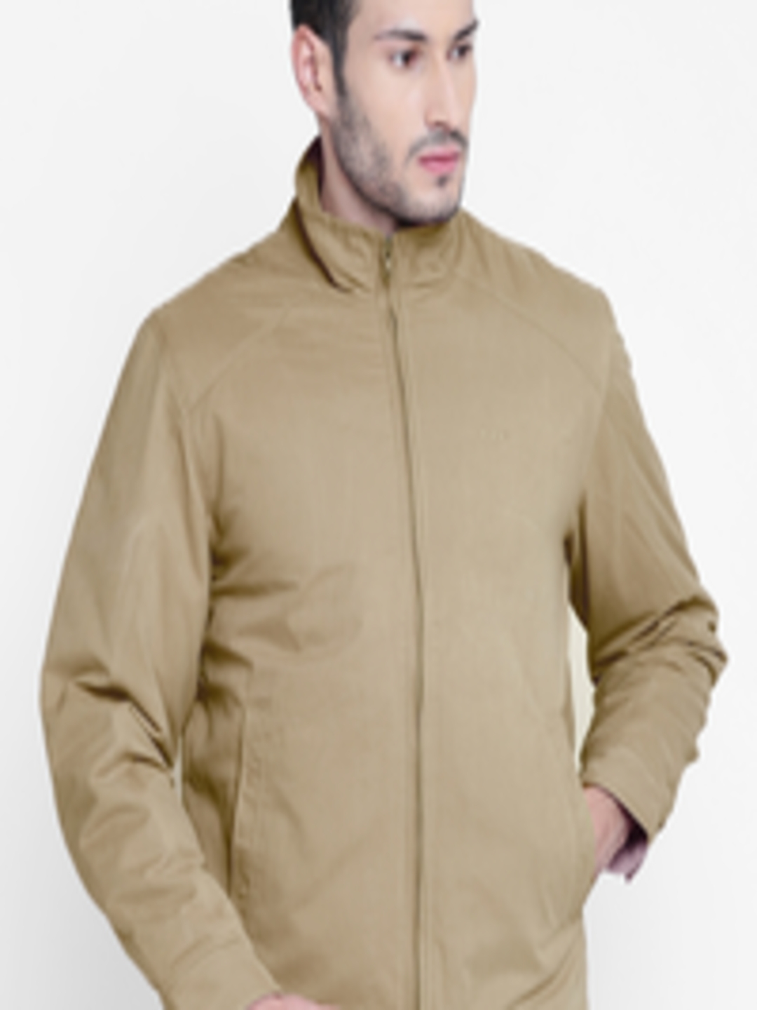 Buy ColorPlus Men Beige Solid Padded Jacket - Jackets for Men 2071923 ...
