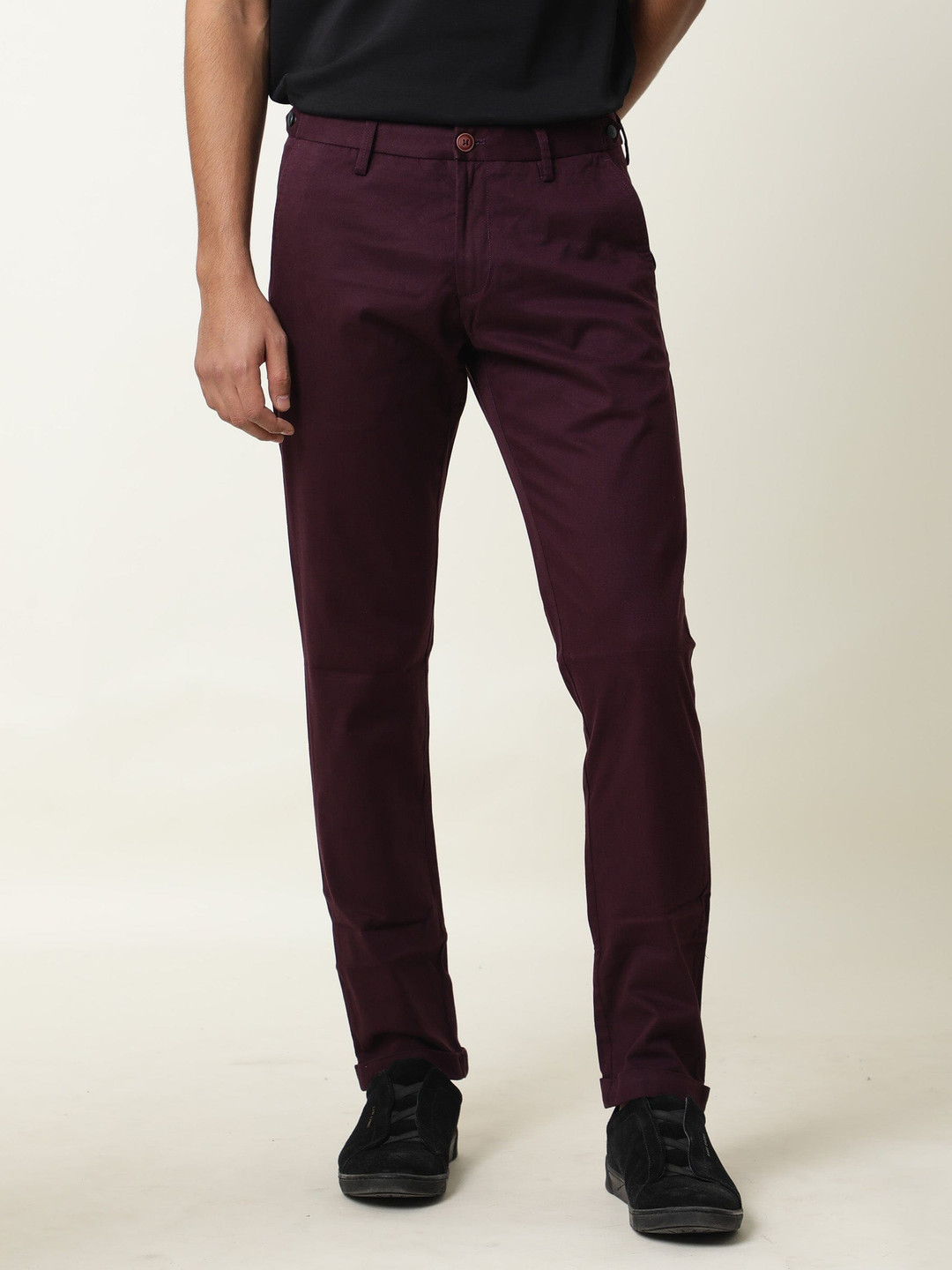 Rare Rabbit Men's Curon Off White Mid Rise Regular Fit Cotton Cargo Style Solid Trousers