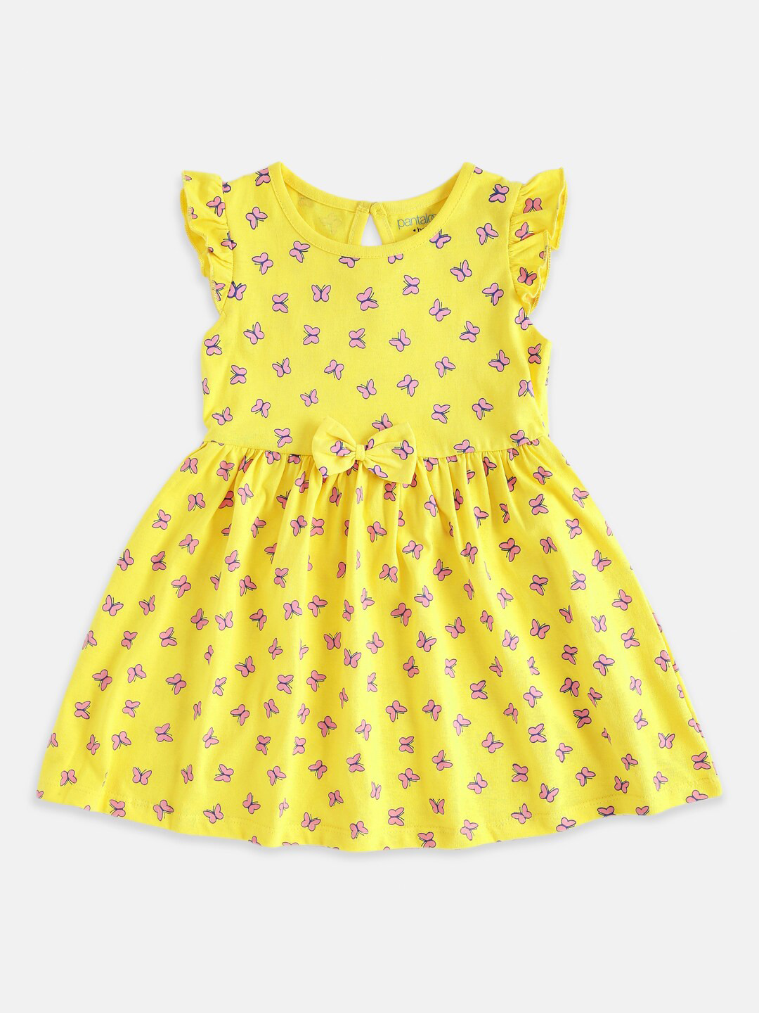 Buy Pantaloons Baby Girls Yellow & Pink Conversation Printed Dress ...