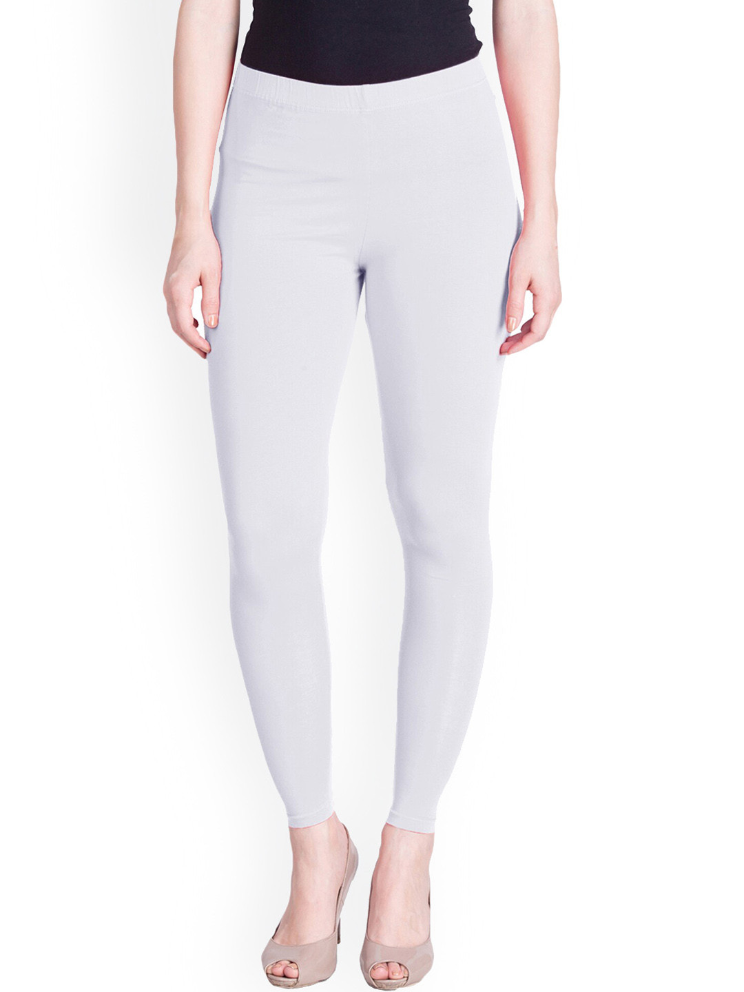 Elleven Women's Black Solid Cotton Lycra Skinny Fit Ankle Length High Rise Leggings