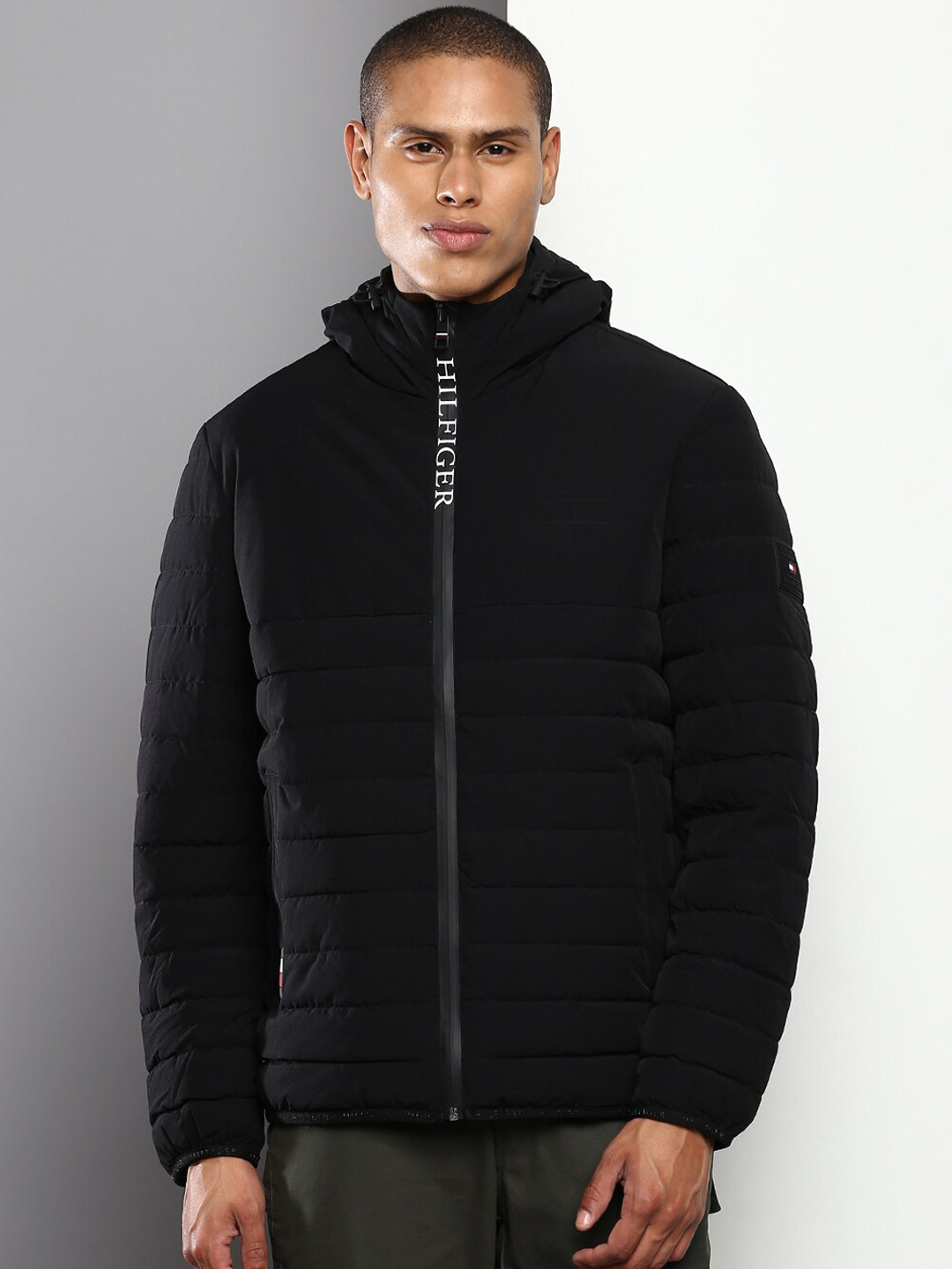 Buy Tommy Hilfiger Men Black Hooded Padded Jacket Jackets for Men
