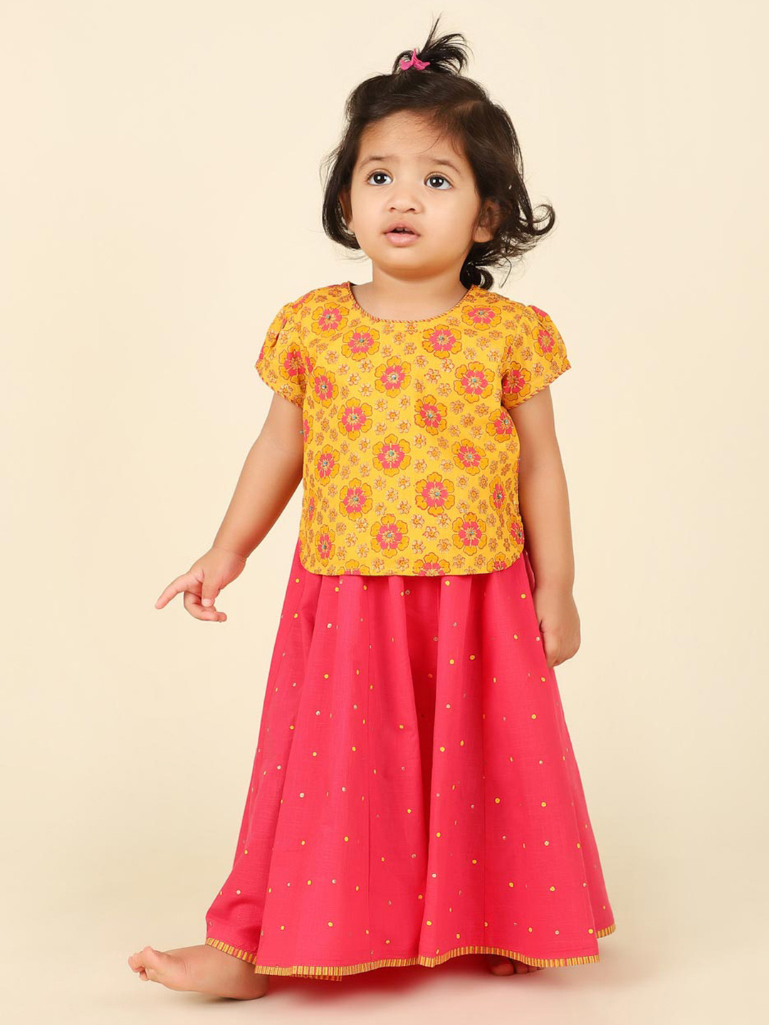 Campana Girls Gulnaz Lehenga Set - Blockprint & Jaal Print - Turquoise