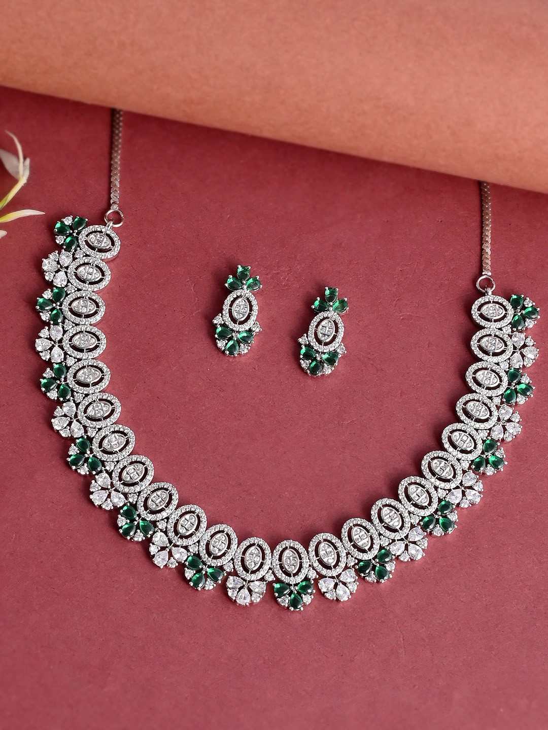 Rose-Gold Plated White CZ-Studded Jewellery Set