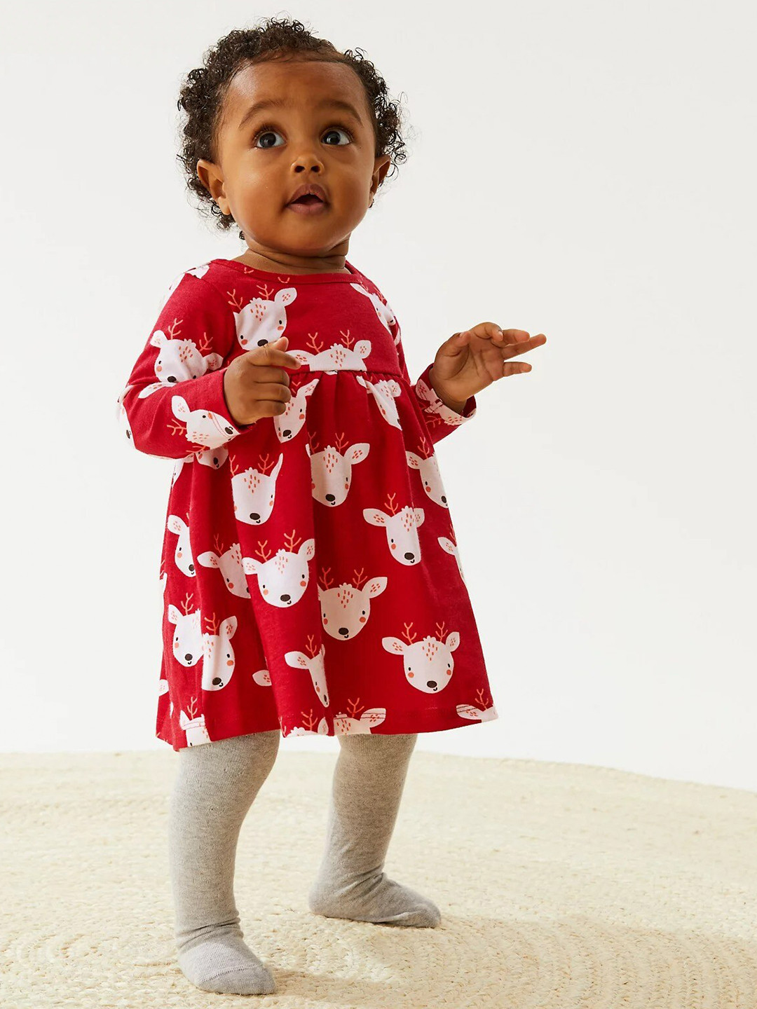 Buy Marks & Spencer Infant Girls Red A Line Pure Cotton Dress Dresses
