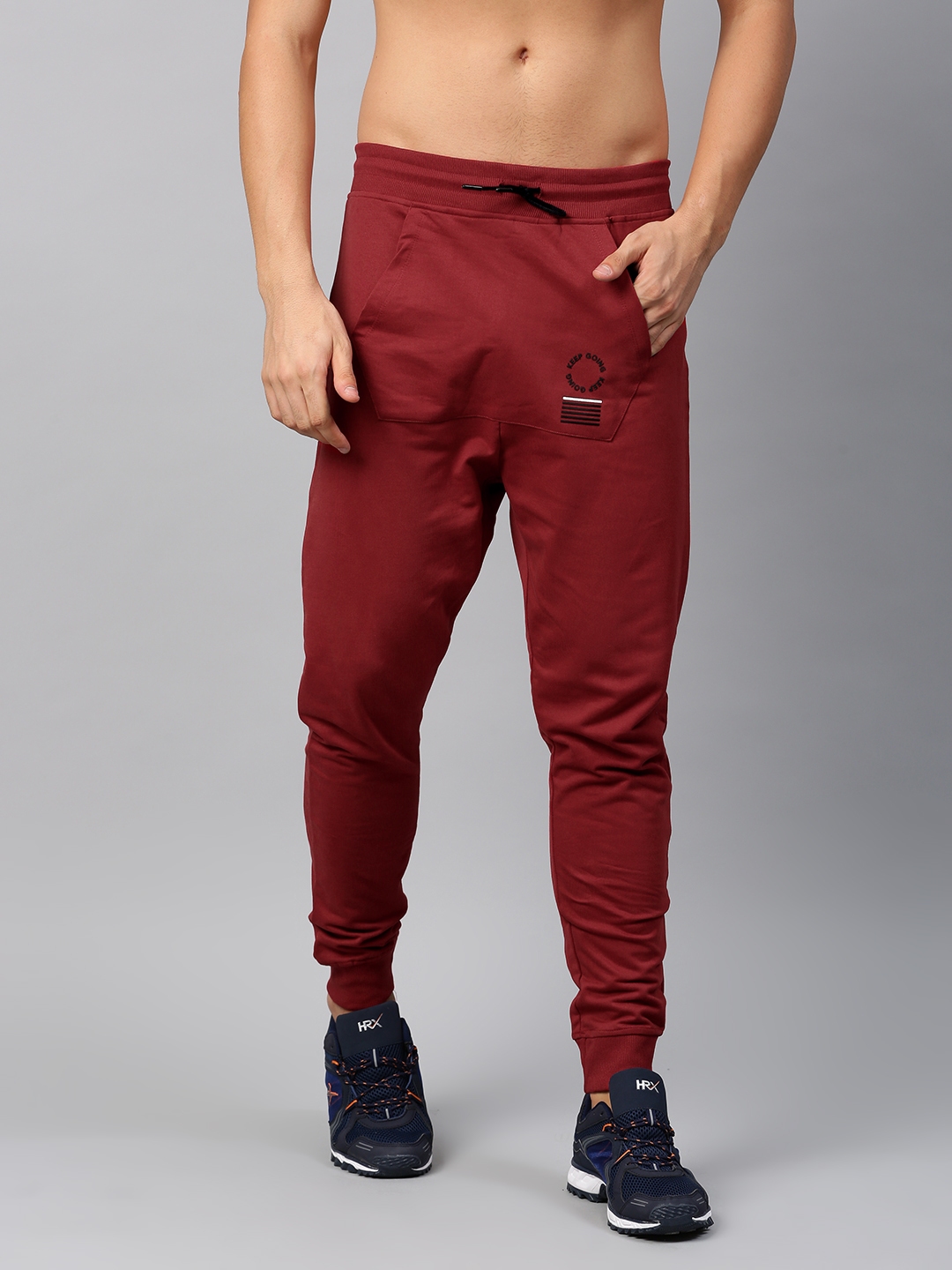 Buy HRX Active By Hrithik Roshan Rust Red Joggers - Track Pants for Men ...