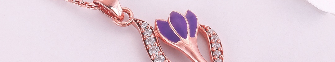 Buy GIVA Rose Gold Plated Purple & White Studded Sterling Silver ...