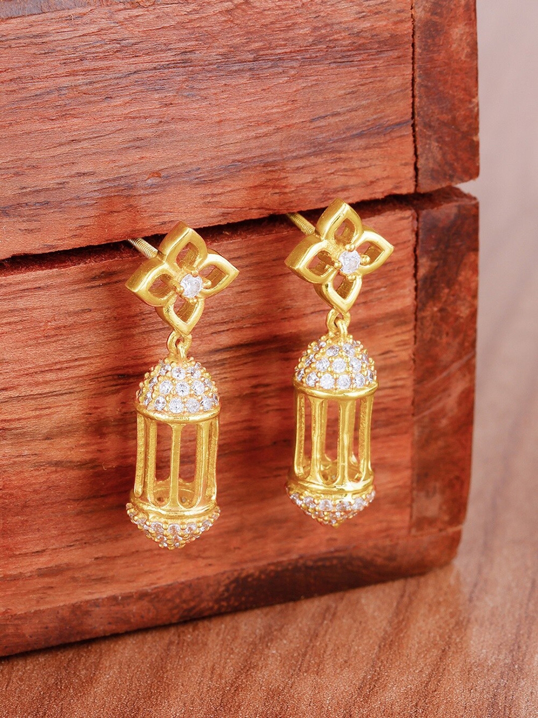 Buy GIVA Gold Toned Gold Plated Contemporary Drop Earrings - Earrings ...