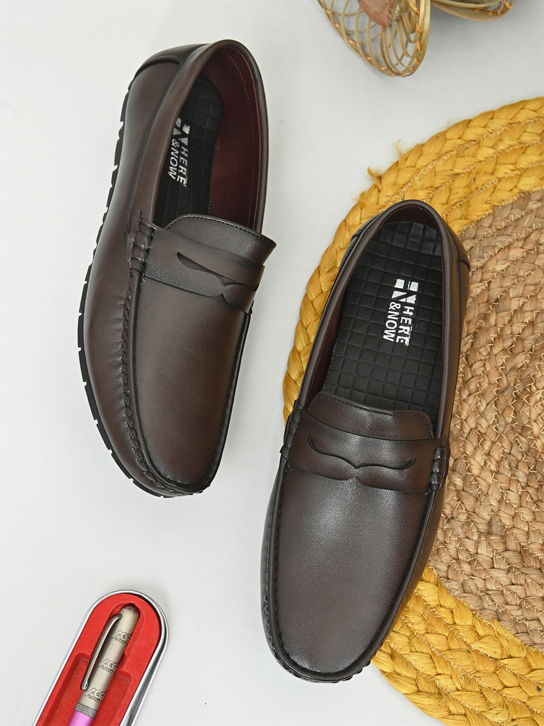mens brown casual loafers