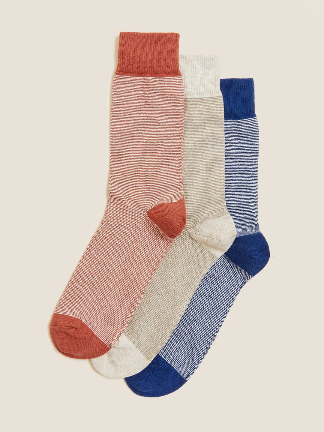 Buy Marks & Spencer Men Pack Of 3 Cotton Patterned Above Ankle Length ...