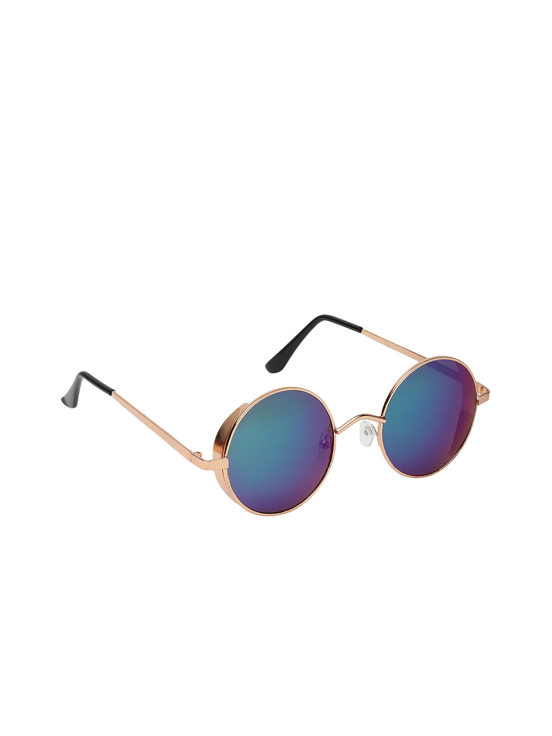 Buy GARTH Unisex Blue Lens & Gold Toned Round Sunglasses With UV