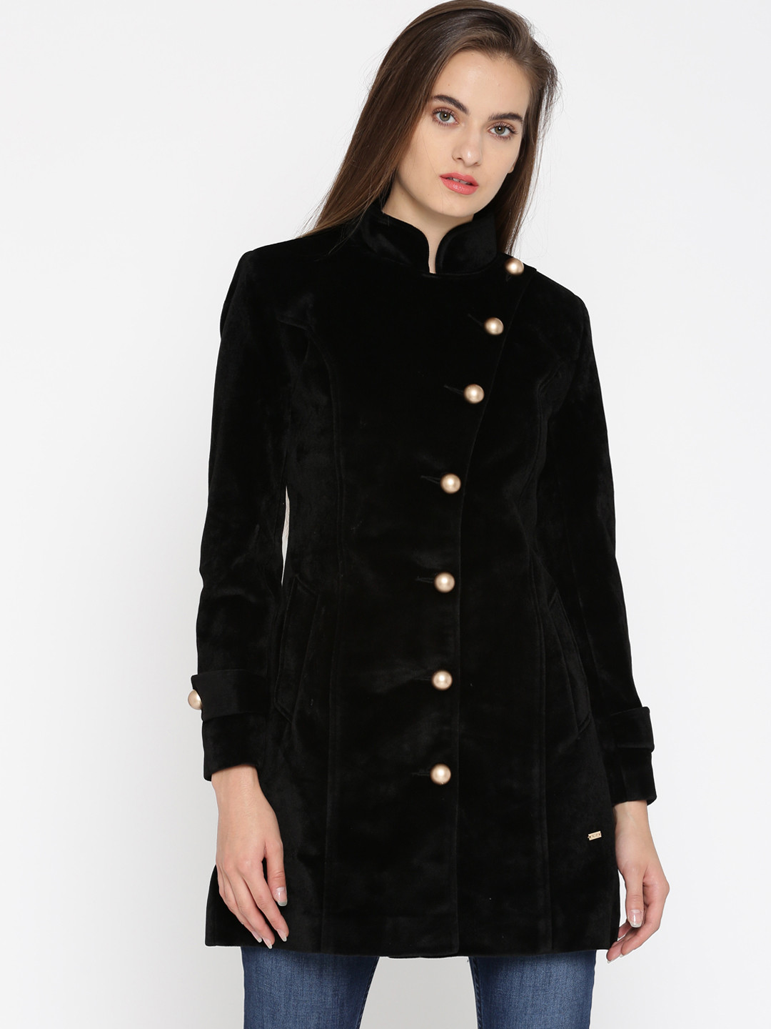 Buy Park Avenue Woman Black Solid Longline Trench Coat Coats for Women 2073791 Myntra