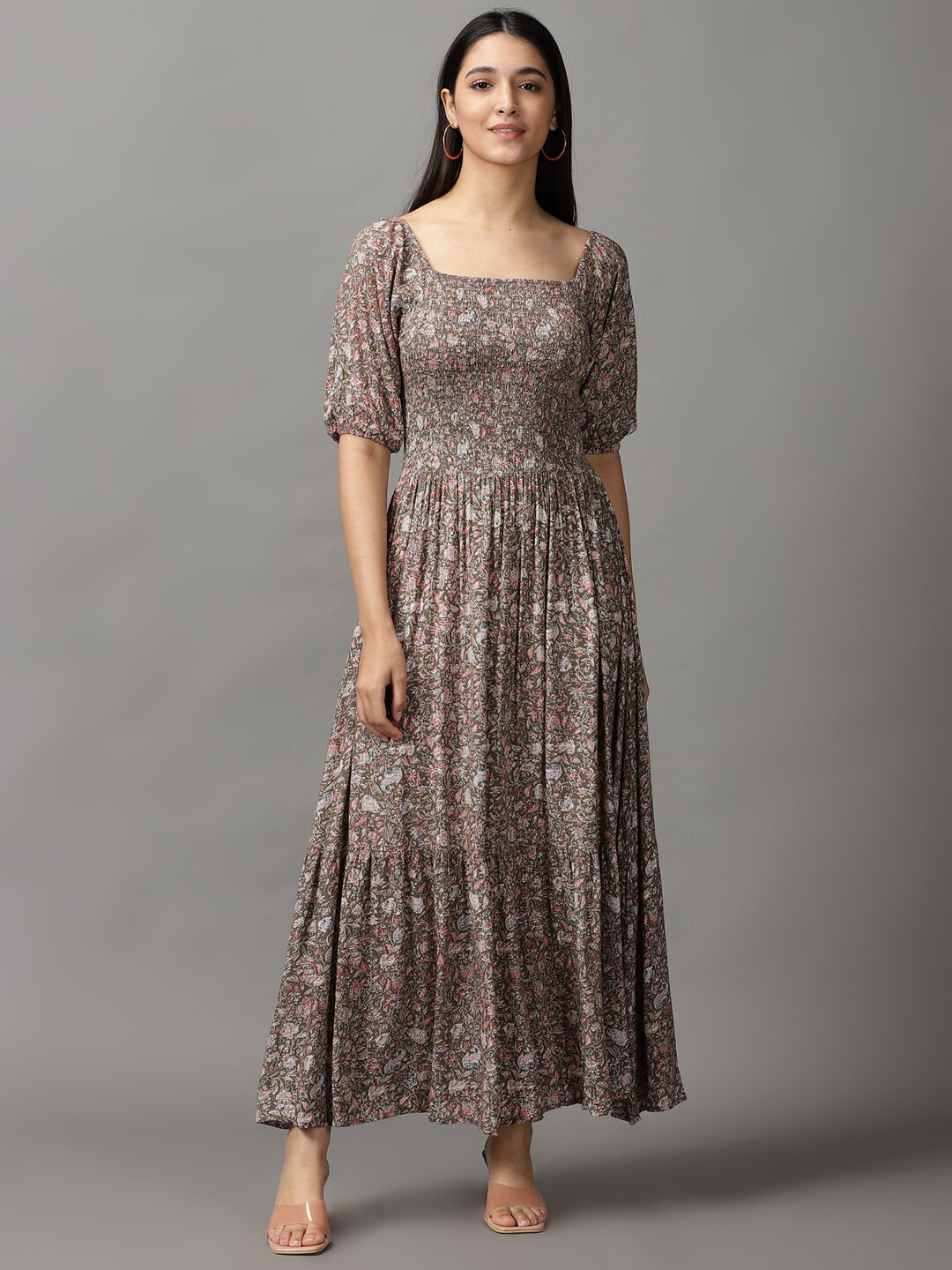 Buy SHOWOFF Women Grey Floral Maxi Dress Dresses for Women 20739160