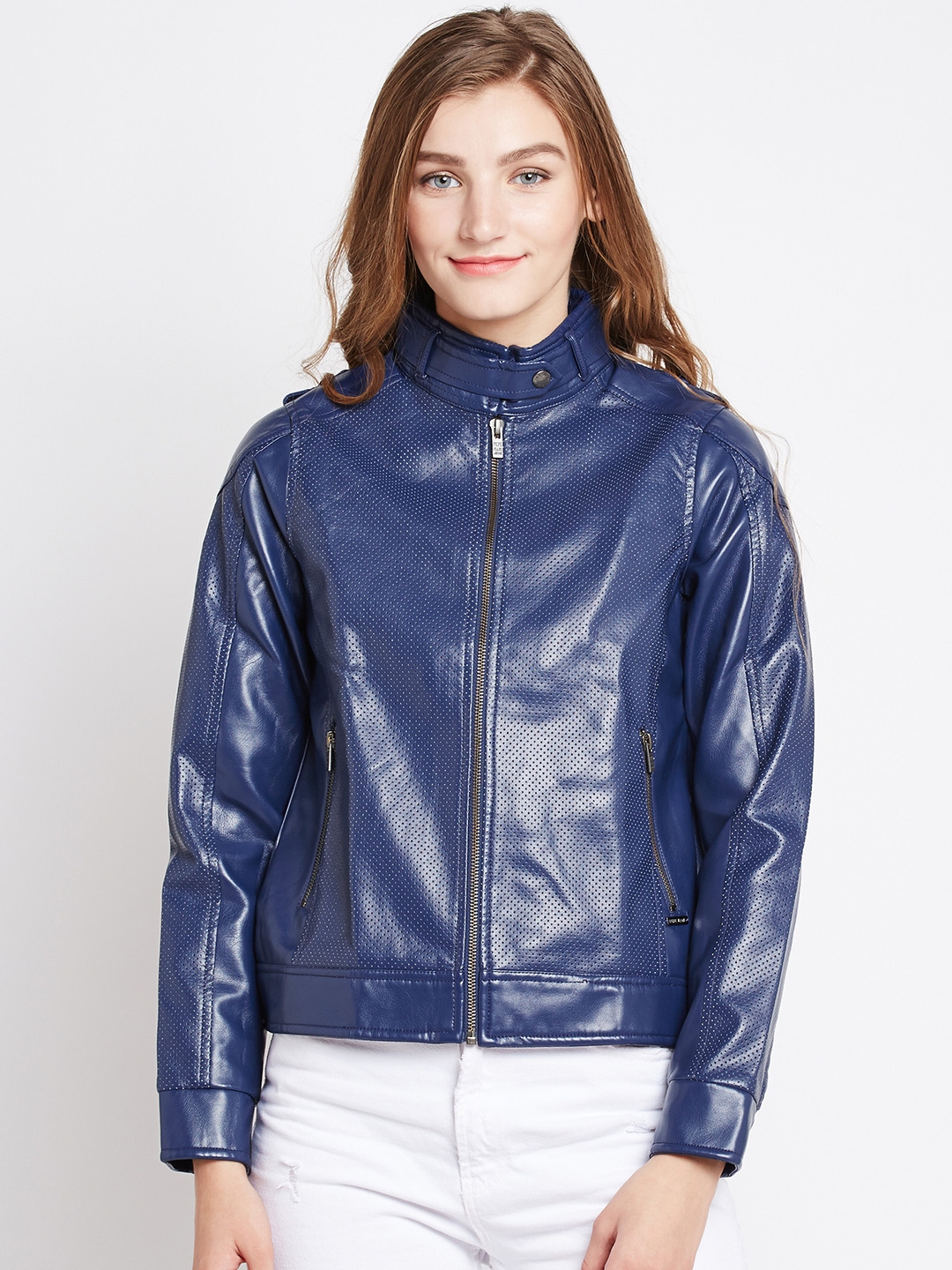 Buy Pepe Jeans Women Blue Solid Biker Jacket - Jackets for Women ...