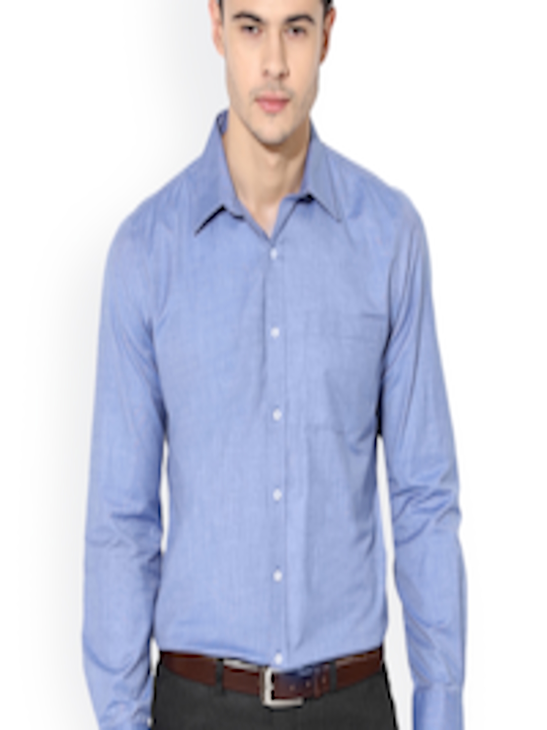 Buy London Bridge Men Blue Slim Fit Solid Formal Shirt - Shirts for Men ...