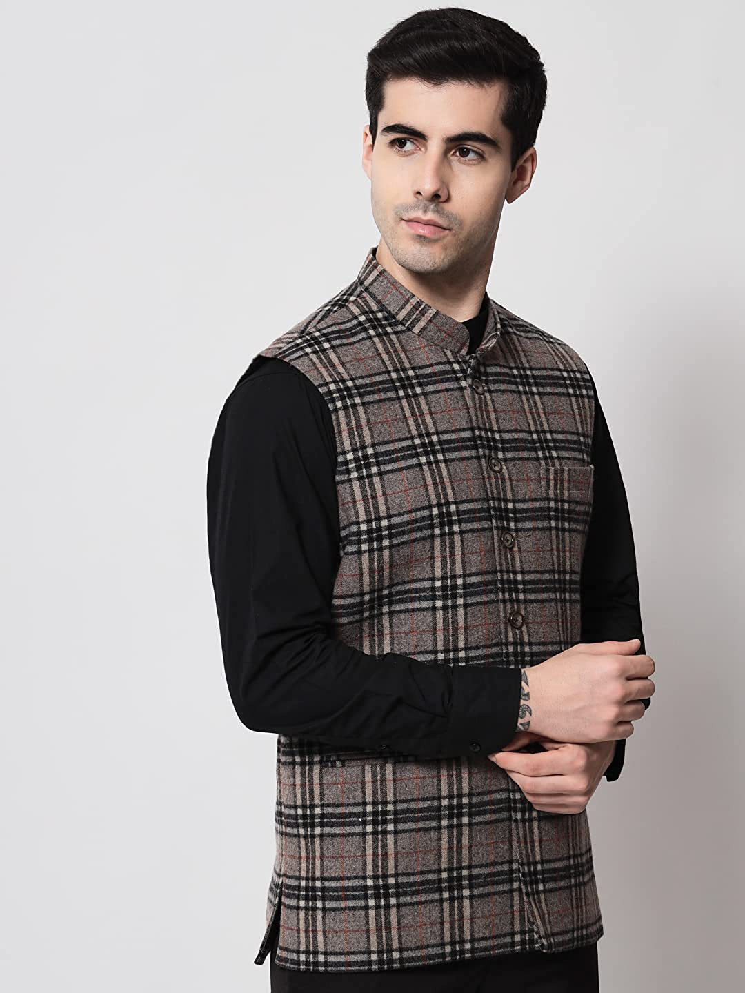 Vastraa Fusion Men's Traditional Woolen Nehru Jacket Modi Waistcoat