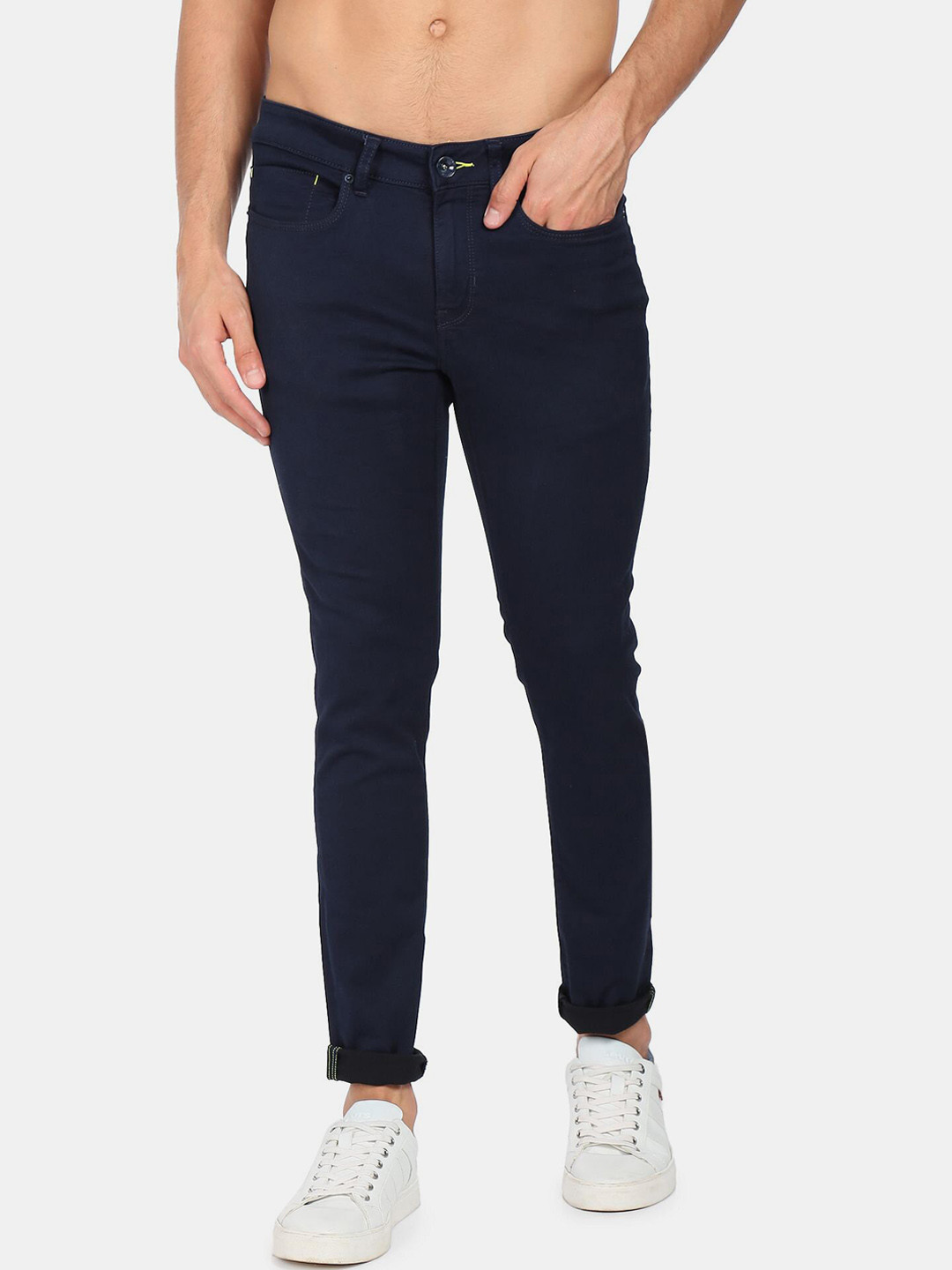 Buy Flying Machine Men Navy Blue Cotton Slim Fit Jeans - Jeans for Men ...