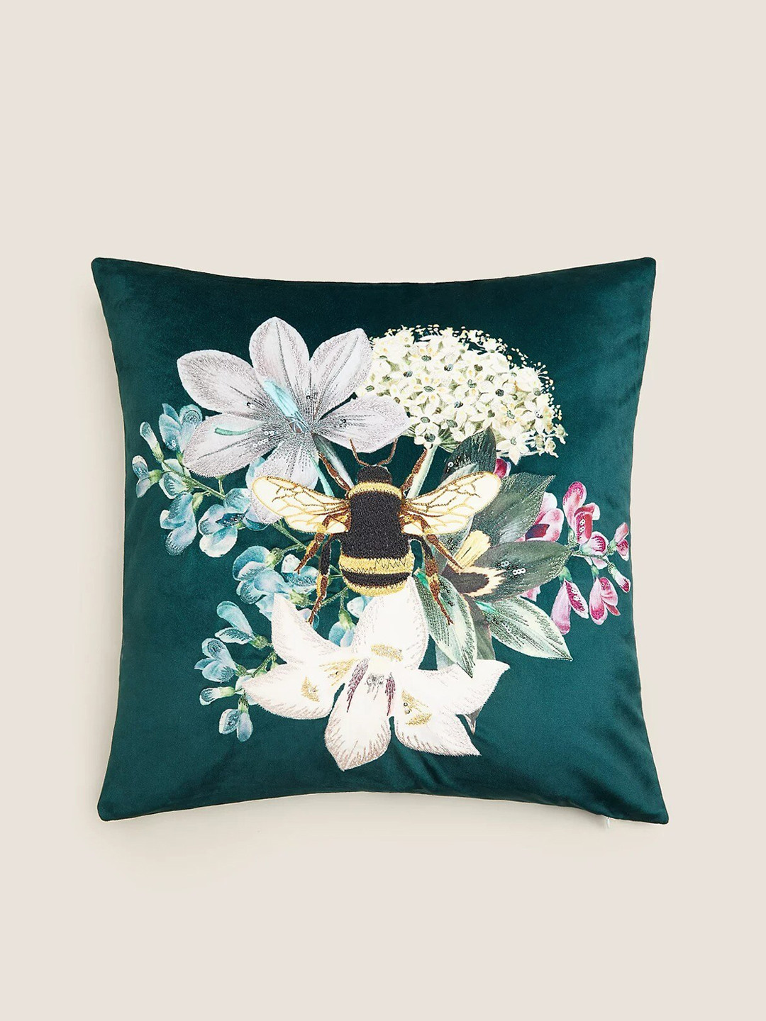 Buy Marks & Spencer Green Embroidered Place Bee Pre Filled Cushions