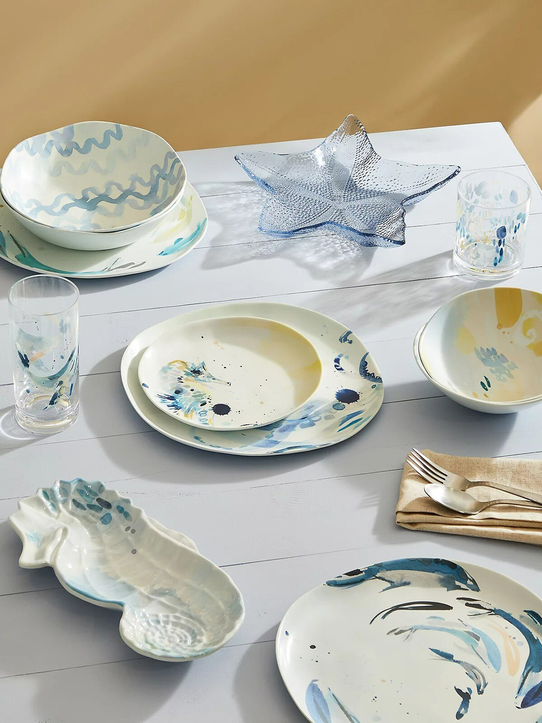 Buy Marks Spencer White Blue Set Of 4 Printed Dishwasher Safe Bone buy-marks-spencer-white-blue-set-of-4-printed-dishwasher-safe-bone