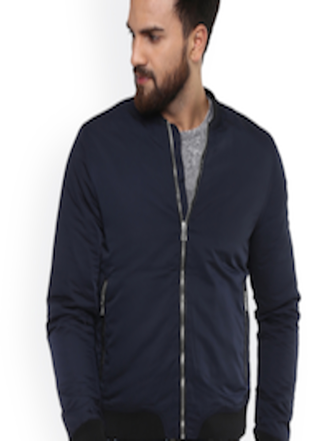 Buy Mufti Men Navy Blue Solid Padded Jacket - Jackets for Men 2074968 ...