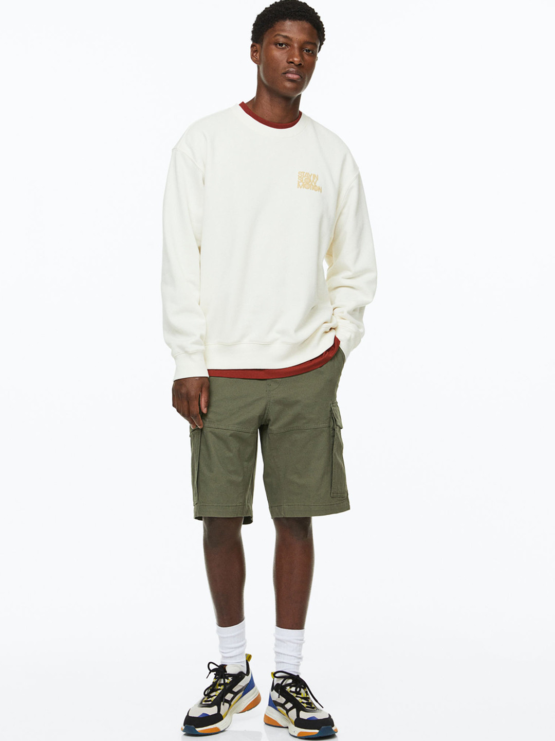 Buy H&M Men Green Regular Fit Cotton Cargo Shorts Shorts for Men