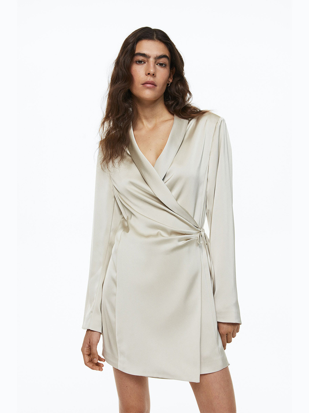 Buy H&M Woman Beige Satin Blazer Dress Dresses for Women 20749780