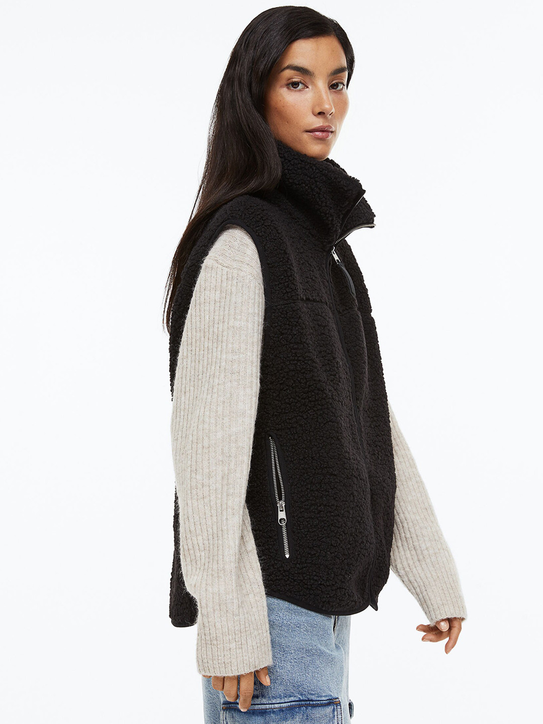 Buy H&M Women Black Teddy Gilet Jackets for Women 20750070 Myntra