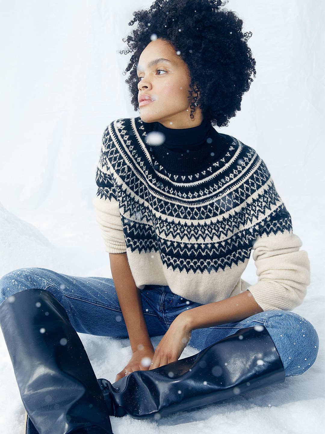 Buy H&M Women White Jacquard Knit Jumper Sweaters for Women 20750196